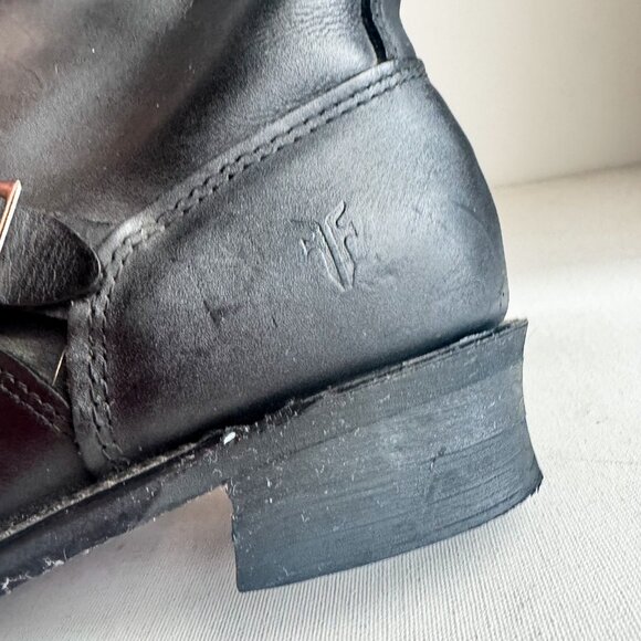 Frye Engineer Boots Black Leather Short 2 Buckle 9M - Picture 8 of 8